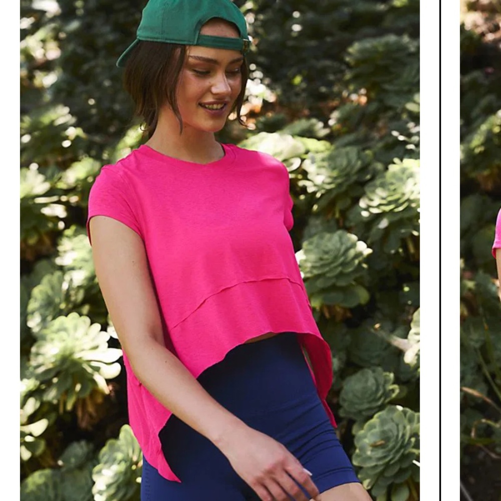 FP Movement Hot Pink High-Low Crop Tee